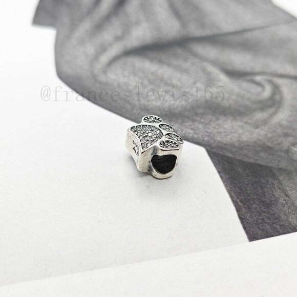 Pandora Dog Paw Print Charm with Clear - Picture 3 of 4